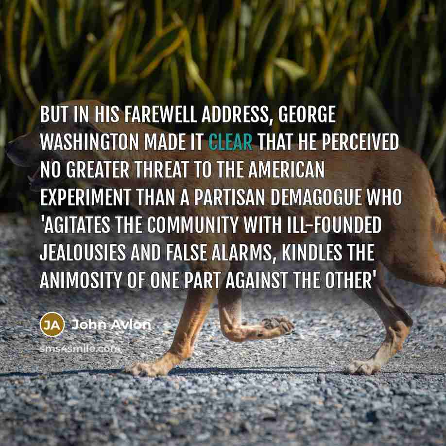 “But in his Farewell Address, George Washington made it clear…” quote by John Avlon