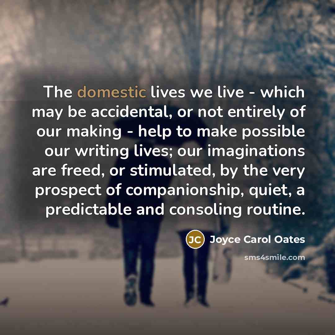 “The domestic lives we live - which may be accidental,…” quote by Joyce Carol Oates