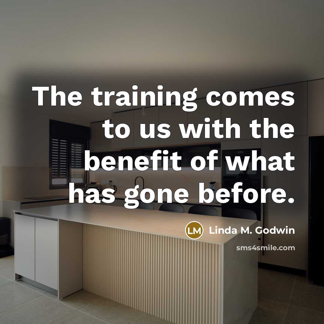 “The training comes to us with the benefit of what…” quote by Linda M. Godwin