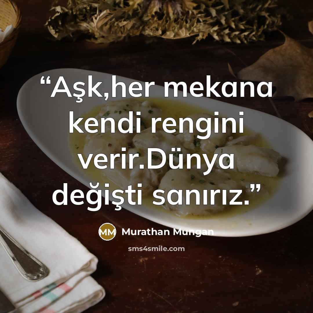 “Aşk,her mekana kendi rengini verir.Dünya değişti sanırız.” quote by Murathan Mungan