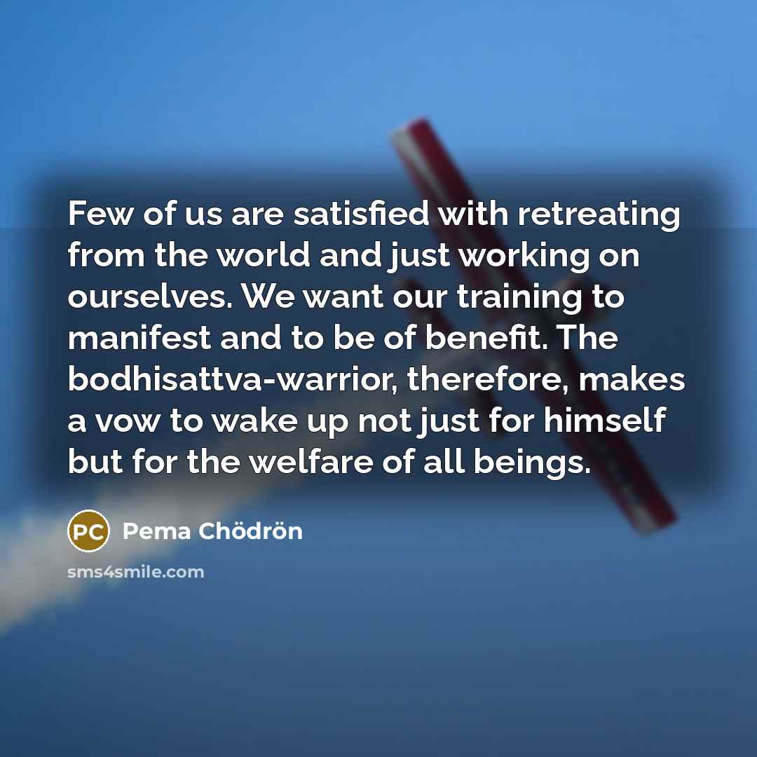 “Few of us are satisfied with retreating from the world…” quote by Pema Chodron