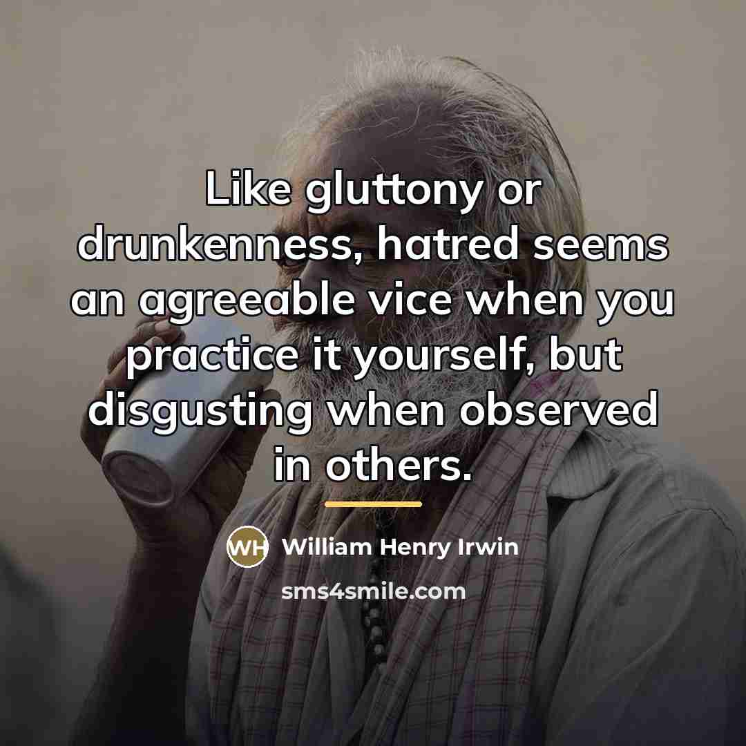 “Like gluttony or drunkenness, hatred seems an agreeable vice when…” quote by William Henry Irwin