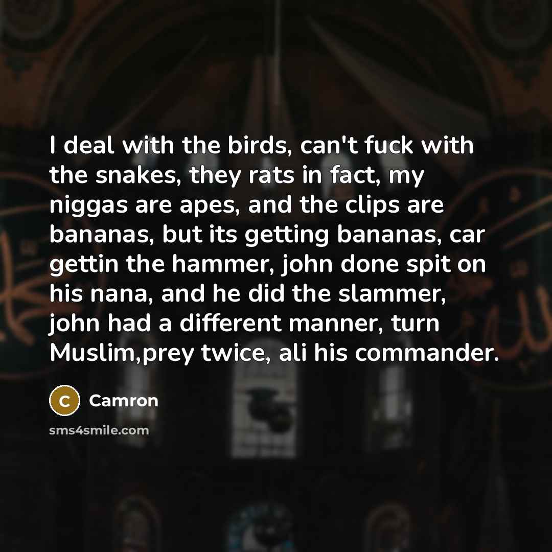 “I deal with the birds, can't fuck with the snakes,…” quote by Camron