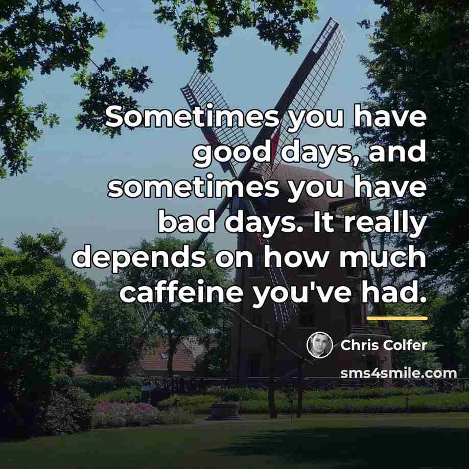 “Sometimes you have good days, and sometimes you have bad…” quote by Chris Colfer