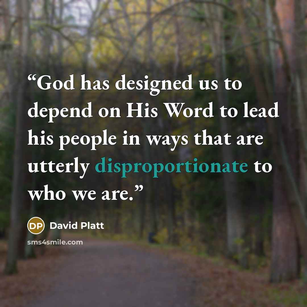 “God has designed us to depend on His Word to lead his people in ways that are utterly disproportionate to who we are.” quote by David Platt