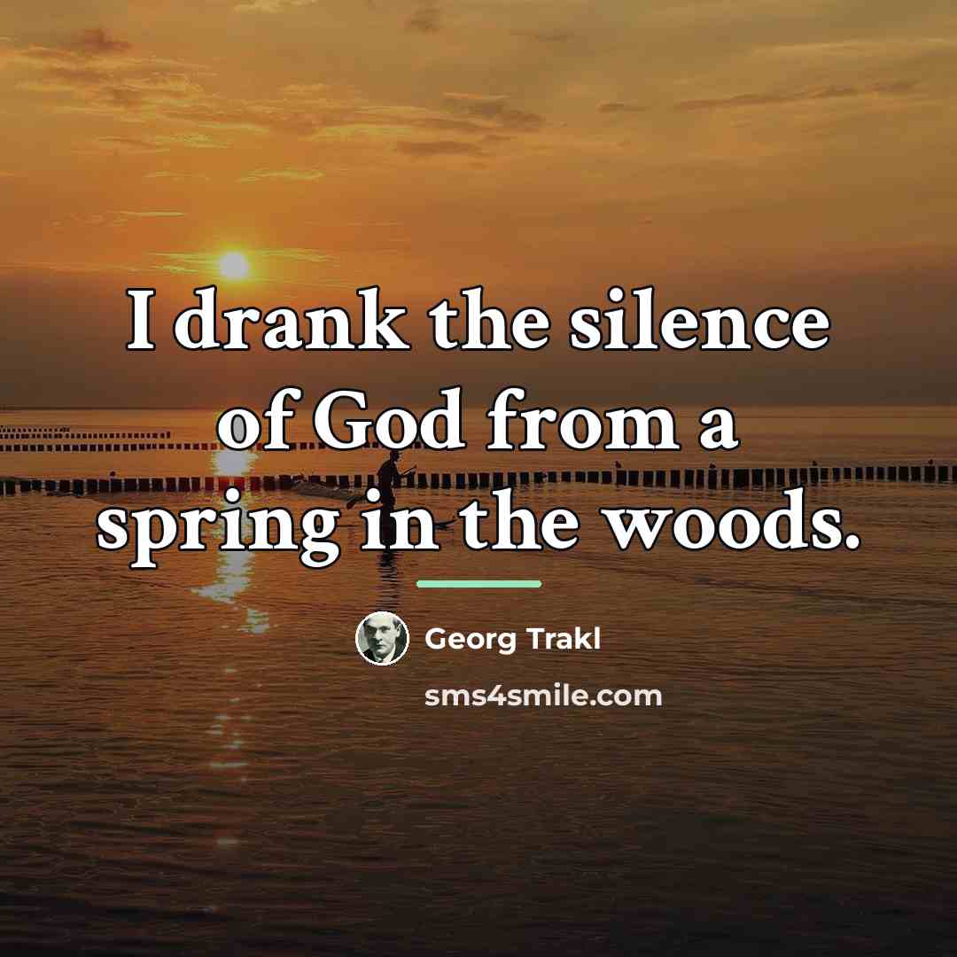 “I drank the silence of God from a spring in…” quote by Georg Trakl