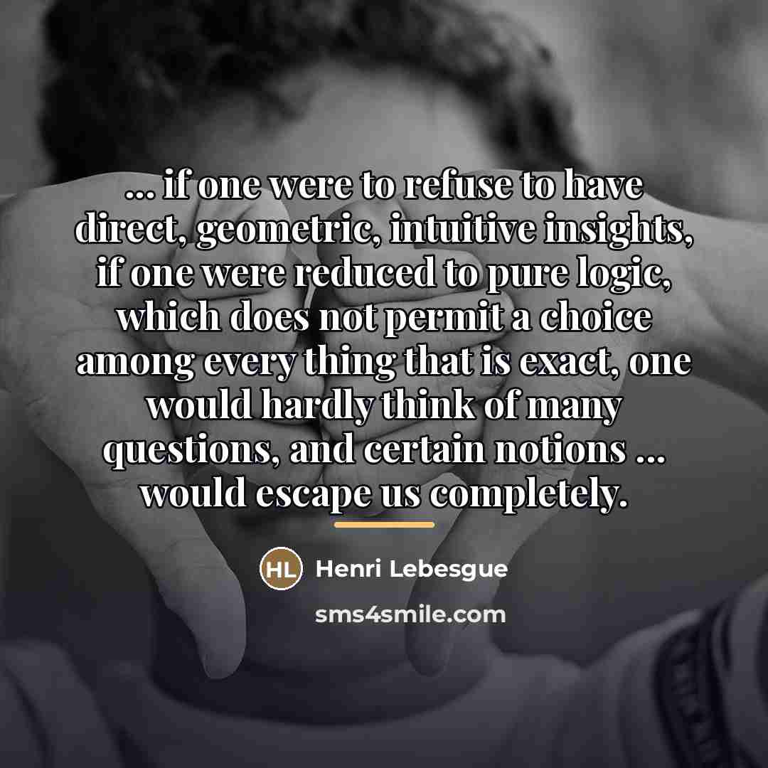 “... if one were to refuse to have direct, geometric,…” quote by Henri Lebesgue
