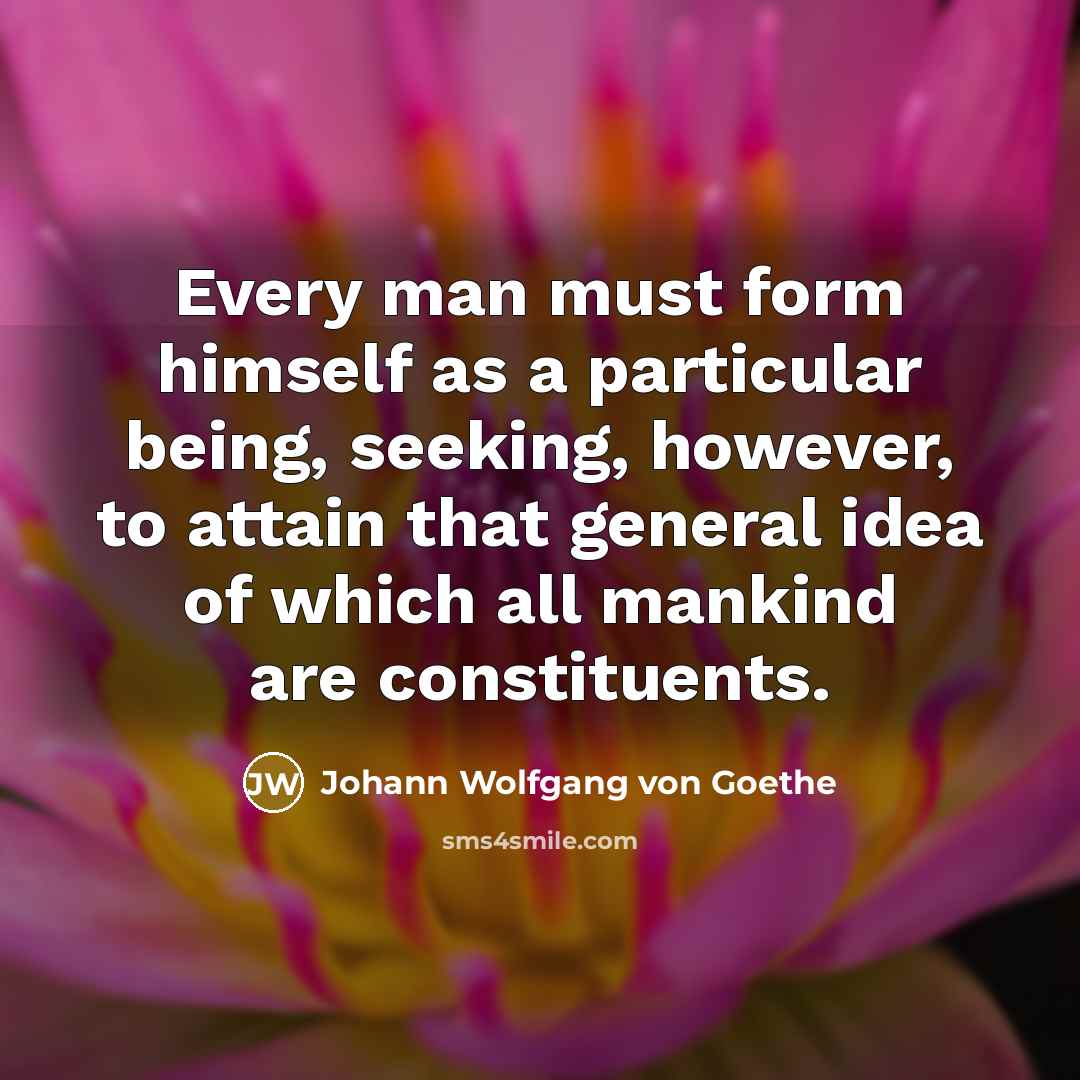 “Every man must form himself as a particular being, seeking,…” quote by Johann Wolfgang von Goethe