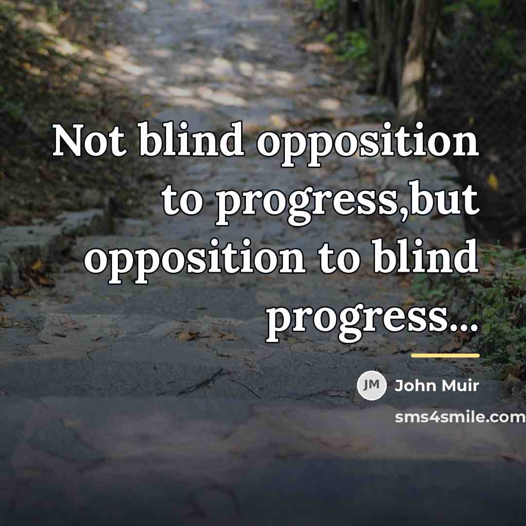 “Not blind opposition to progress,but opposition to blind progress...…” quote by John Muir