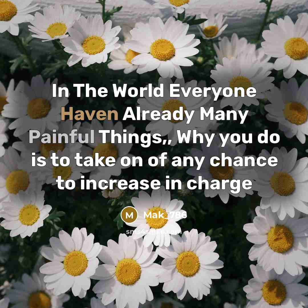 “In The World Everyone Haven Already Many Painful Things,, Why you do is to take on of any chance to increase in charge” quote by Mak_786