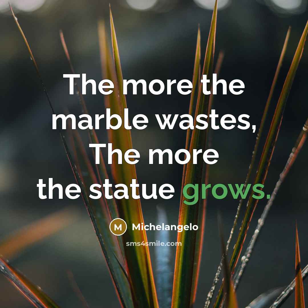 “The more the marble wastes, The more the statue grows.…” quote by Michelangelo