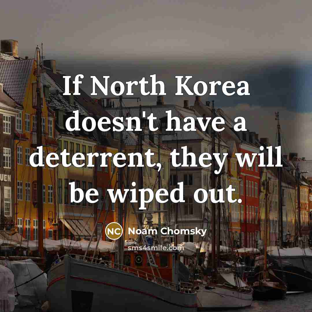 “If North Korea doesn't have a deterrent, they will be…” quote by Noam Chomsky