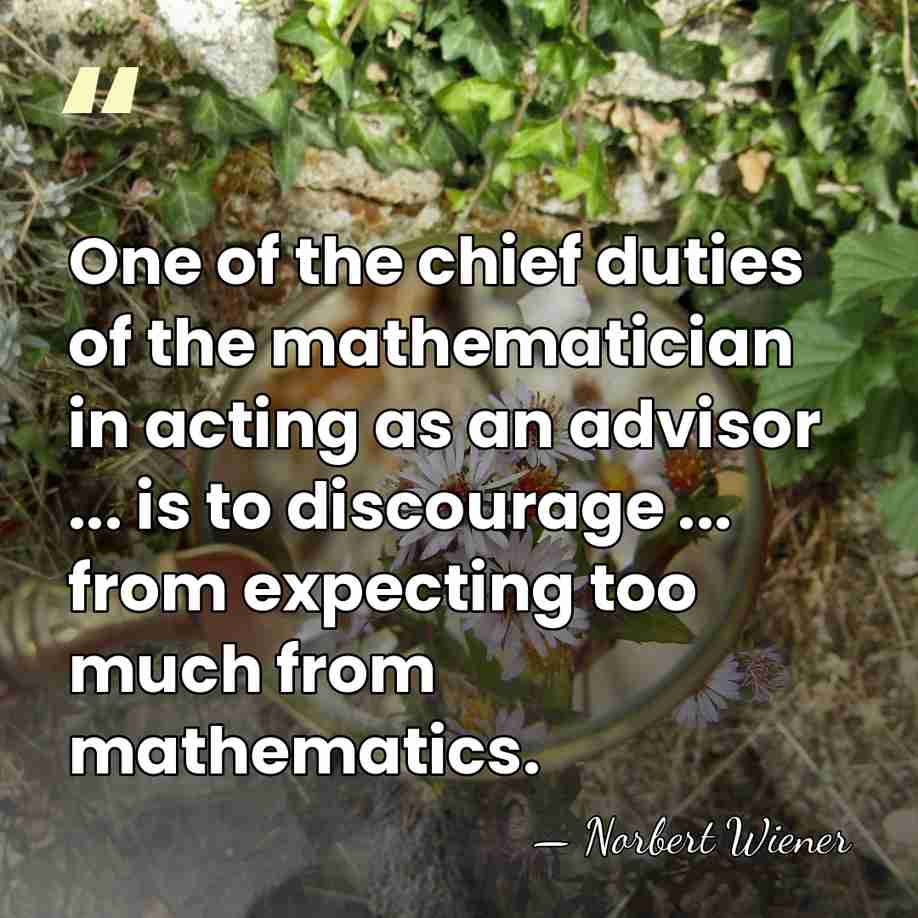 One of the chief duties of the mathematician in acting as an&hellip; - Norbert Wiener