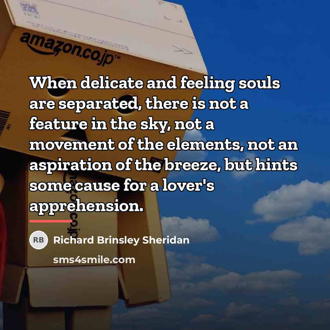 “When delicate and feeling souls are separated, there is not…” quote by Richard Brinsley Sheridan