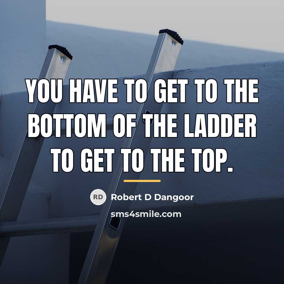 “You have to get to the bottom of the ladder…” quote by Robert D Dangoor