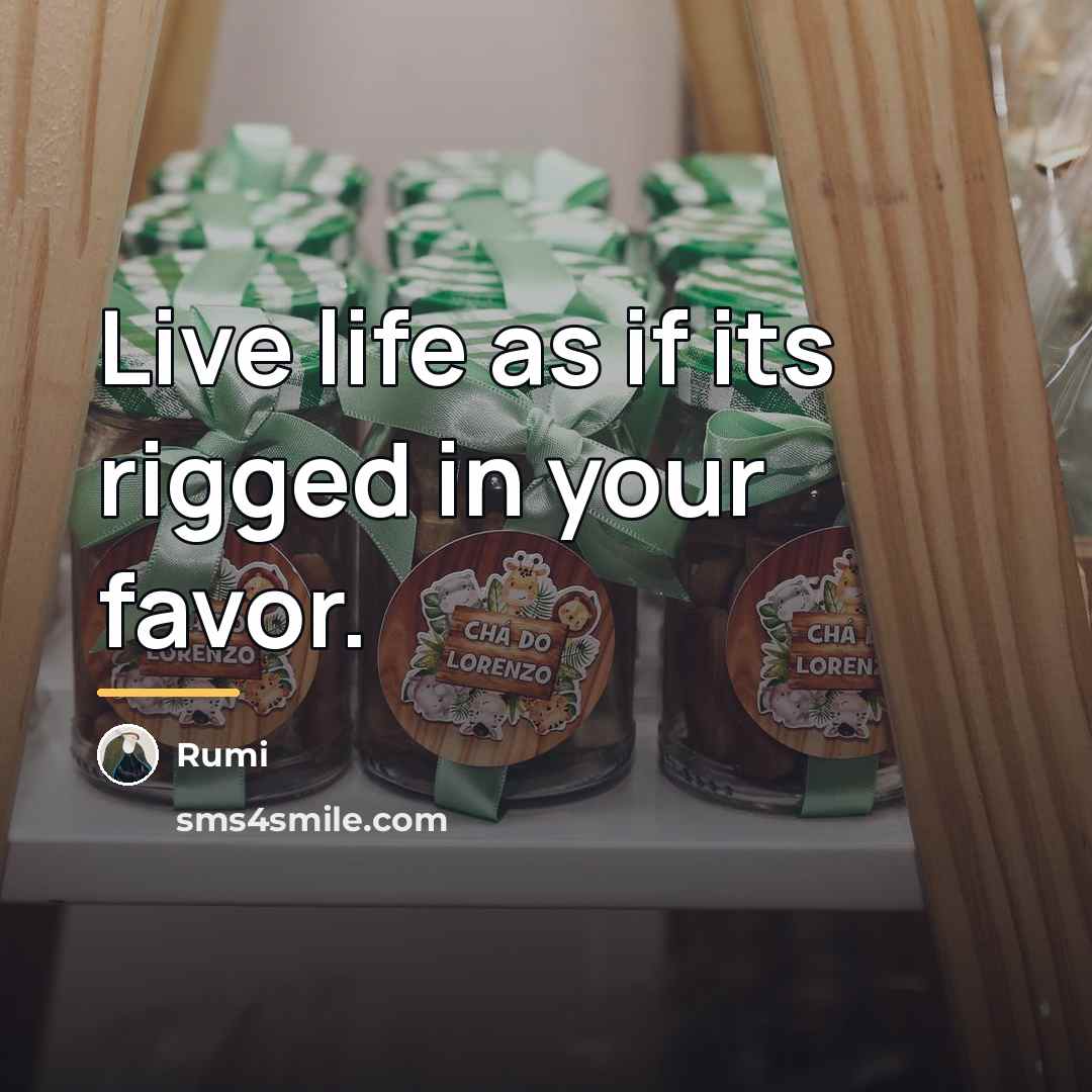 “Live life as if its rigged in your favor.…” quote by Rumi