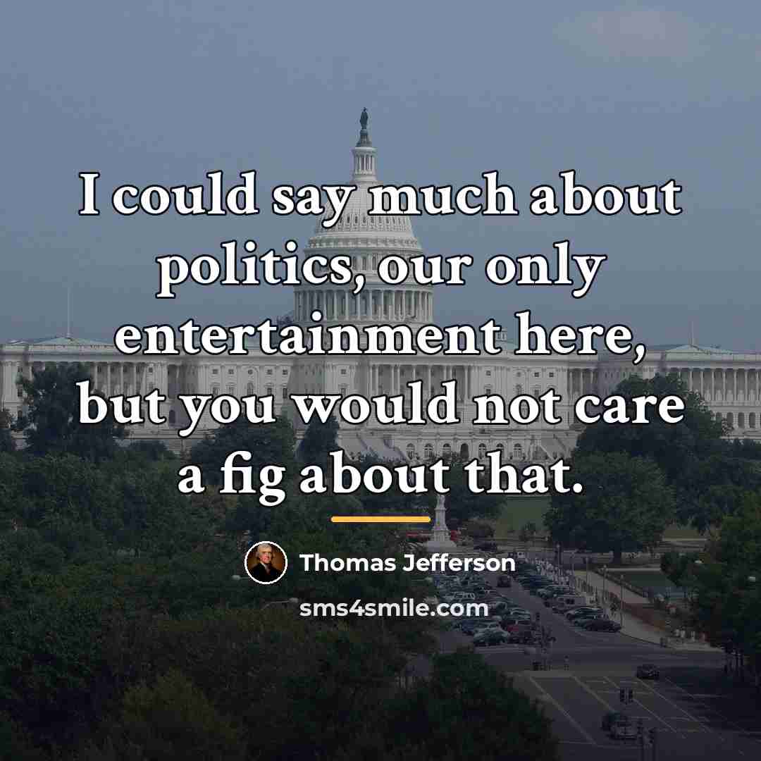 “I could say much about politics, our only entertainment here,…” quote by Thomas Jefferson