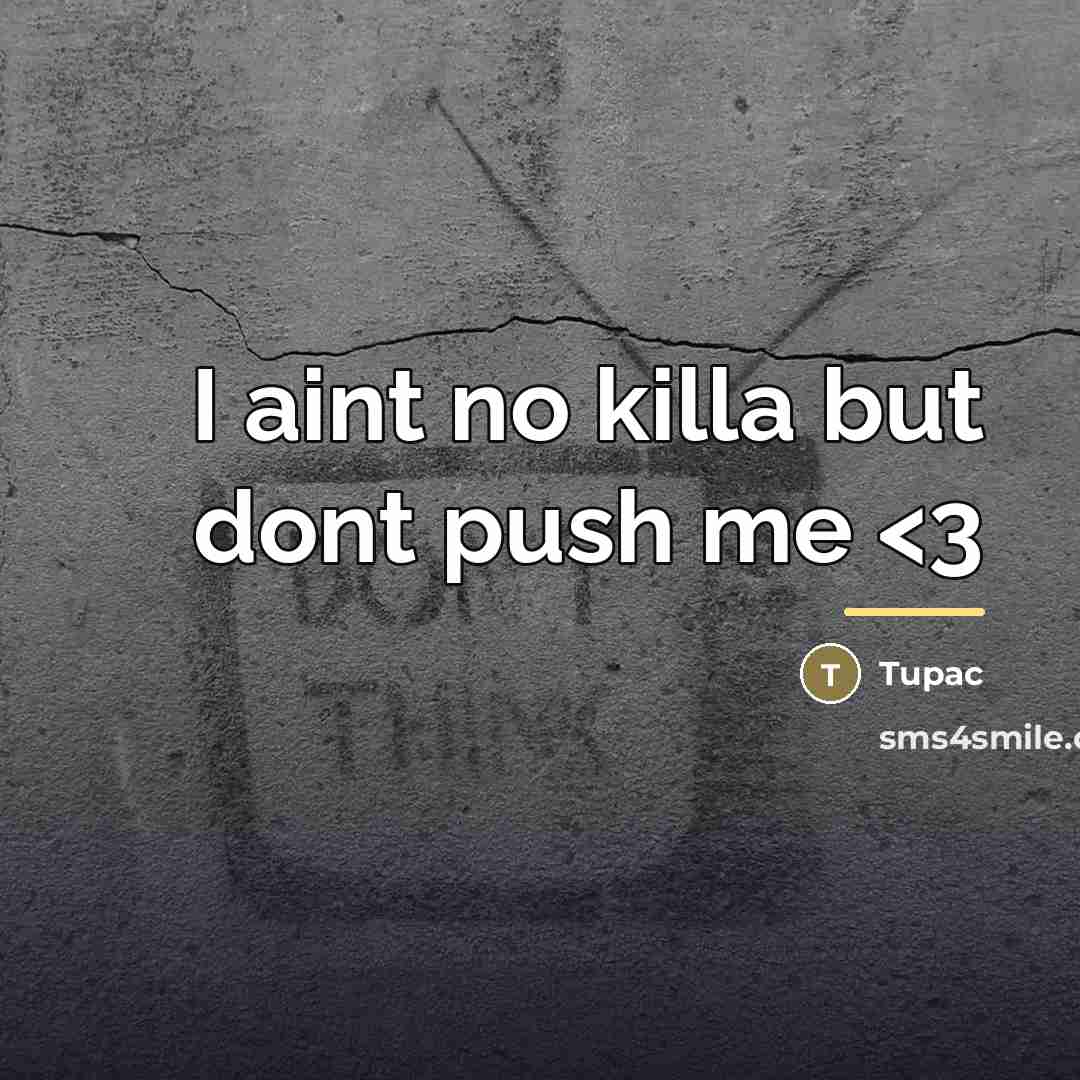 “I aint no killa but dont push me…” quote by Tupac
