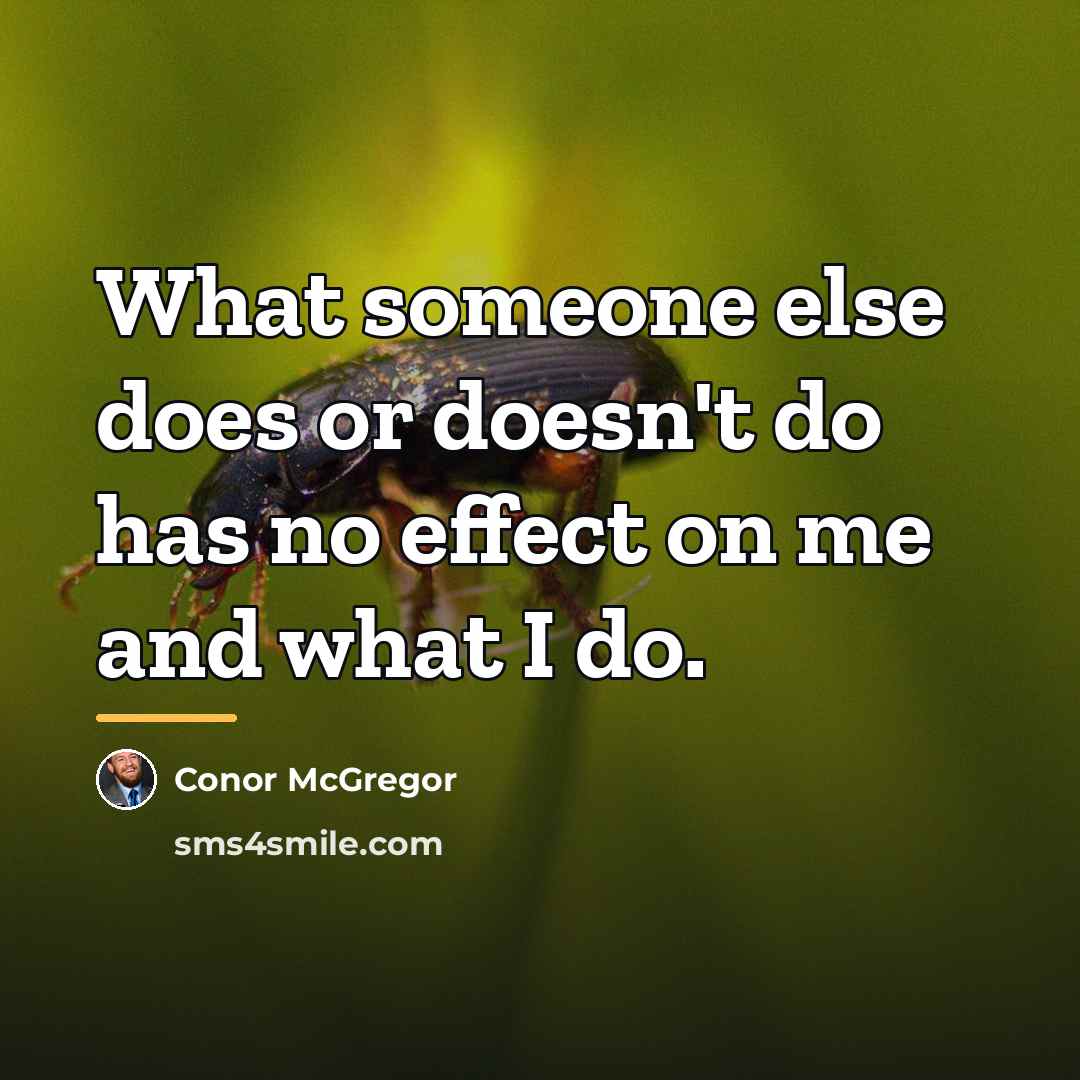 “What someone else does or doesn't do has no effect…” quote by Conor McGregor