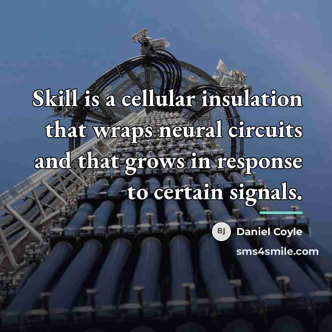 “Skill is a cellular insulation that wraps neural circuits and…” quote by Daniel Coyle