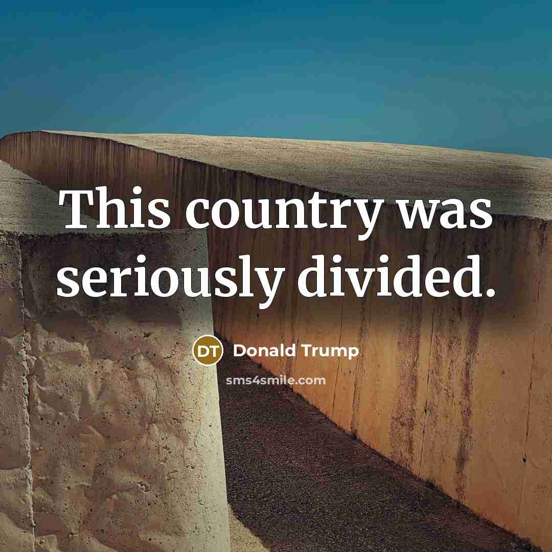 “This country was seriously divided.…” quote by Donald Trump