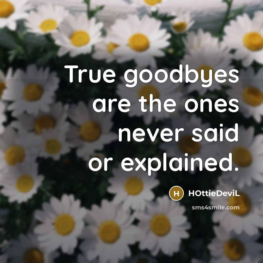 “True goodbyes are the ones never said or explained.…” quote by HOttieDeviL