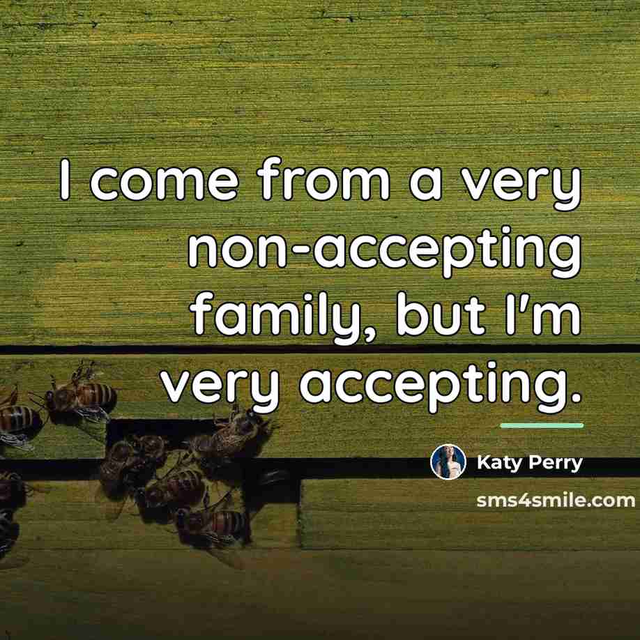 “I come from a very non-accepting family, but I'm very…” quote by Katy Perry