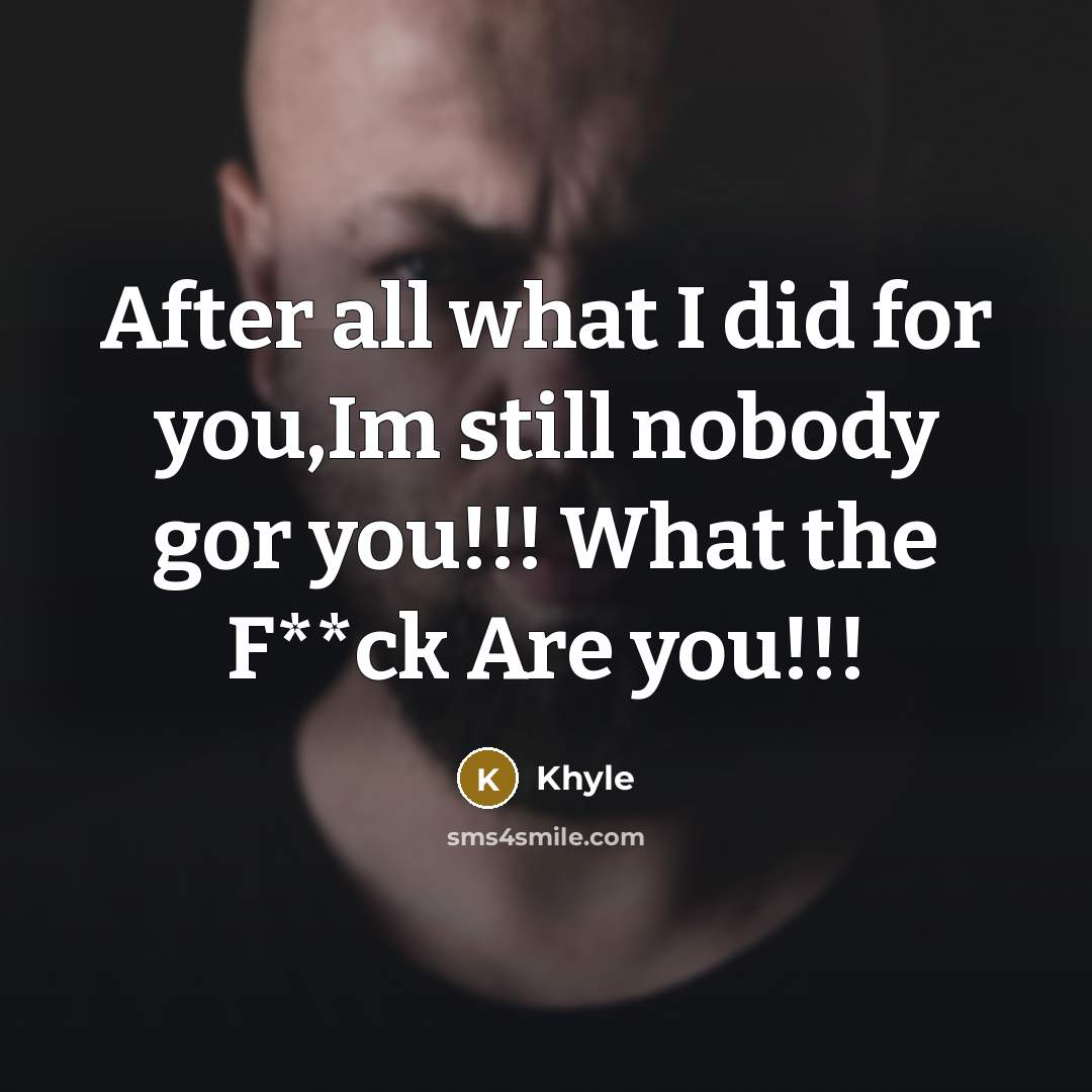 “After all what I did for you,Im still nobody gor you!!! What the F**ck Are you!!!” quote by Khyle