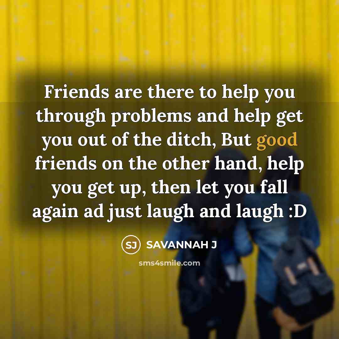 “Friends are there to help you through problems and help…” quote by Savannah J