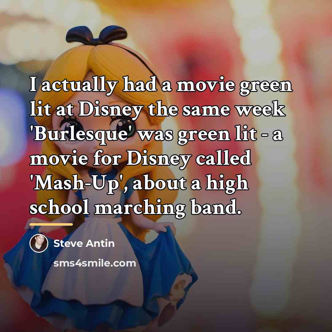 “I actually had a movie green lit at Disney the…” quote by Steve Antin