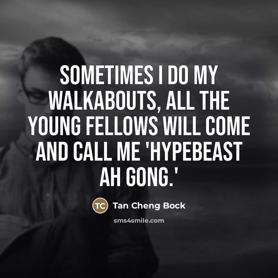 “Sometimes I do my walkabouts, all the young fellows will…” quote by Tan Cheng Bock