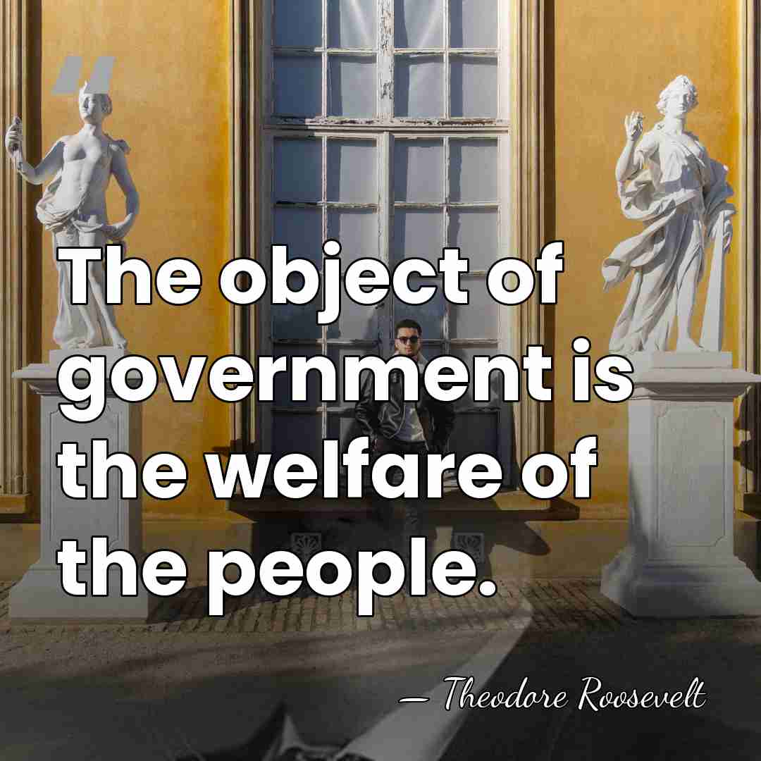 The object of government is the welfare of the people. - Theodore Roosevelt