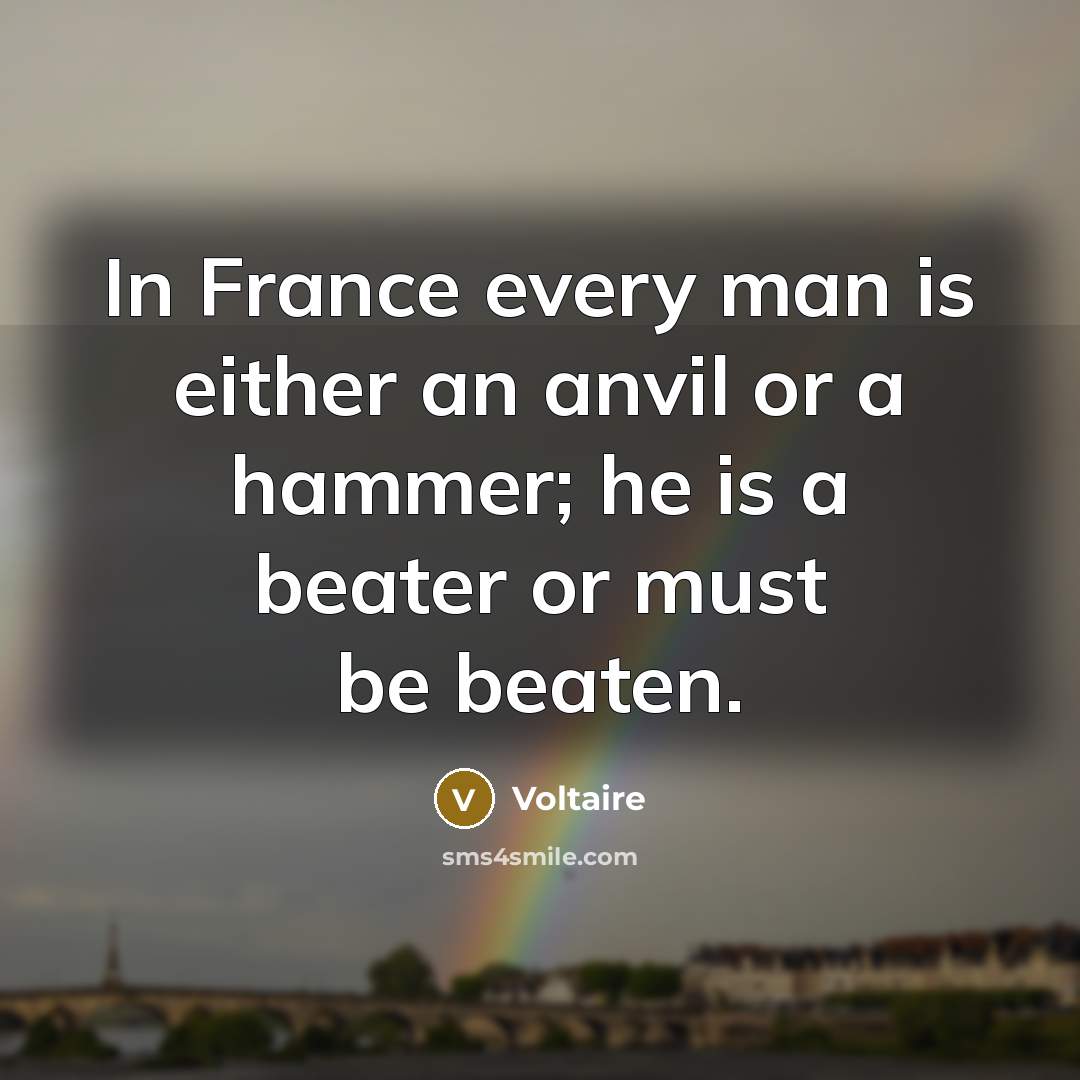 “In France every man is either an anvil or a…” quote by Voltaire