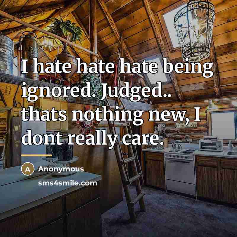 “I hate hate hate being ignored. Judged.. thats nothing new,…” quote by Anonymous