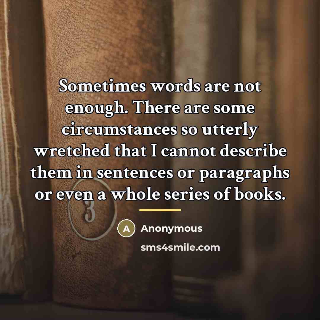 “Sometimes words are not enough. There are some circumstances so…” quote by Anonymous
