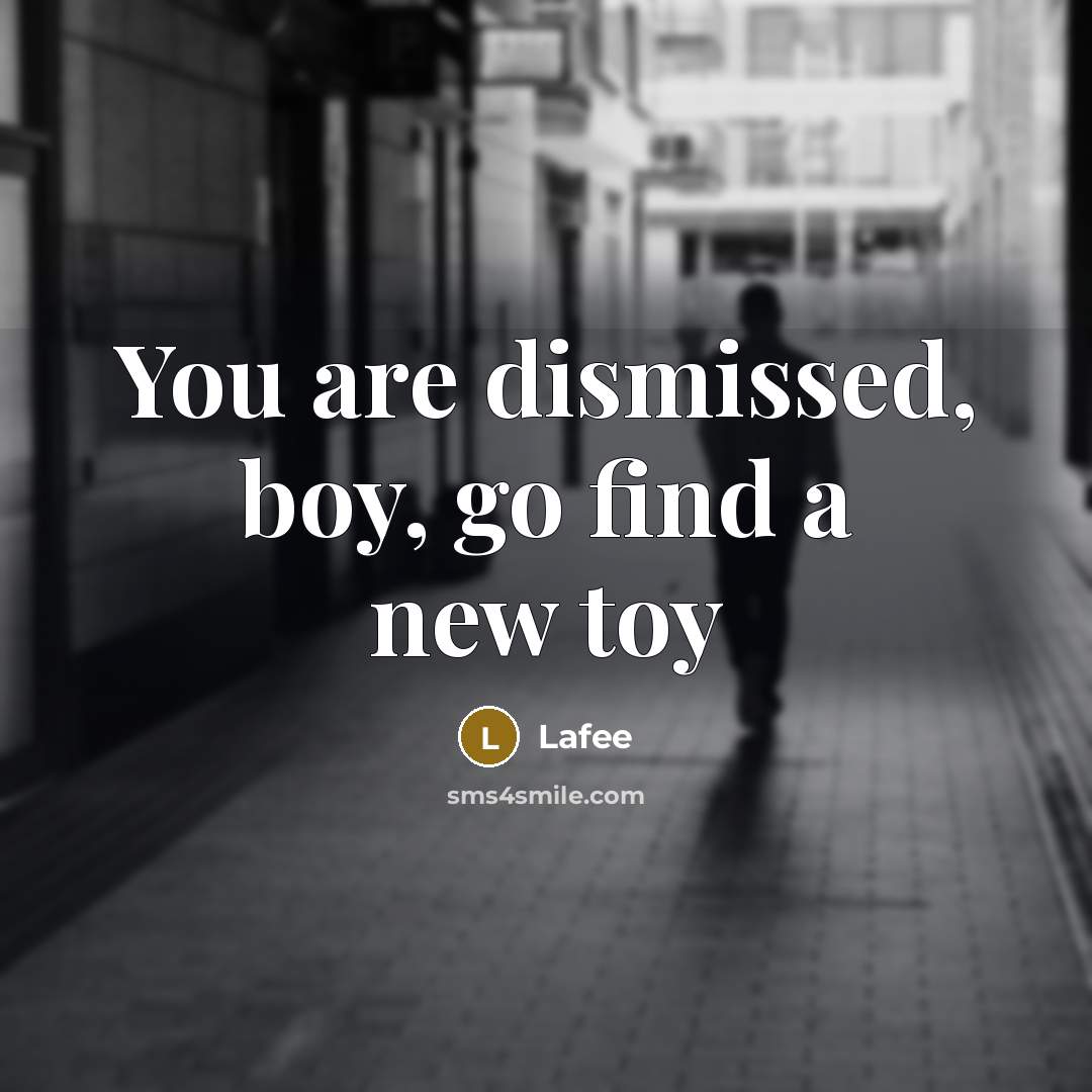 “You are dismissed, boy, go find a new toy…” quote by Lafee