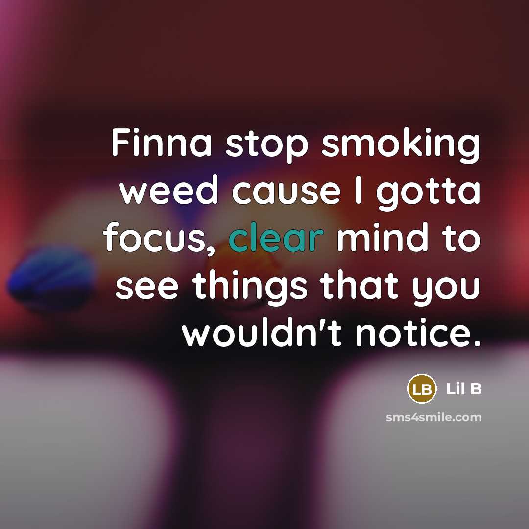 “Finna stop smoking weed cause I gotta focus, clear mind…” quote by Lil B