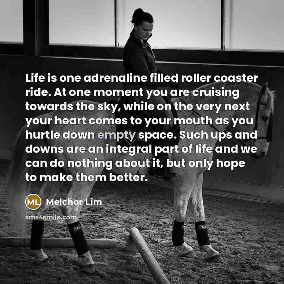 “Life is one adrenaline filled roller coaster ride. At one…” quote by Melchor Lim
