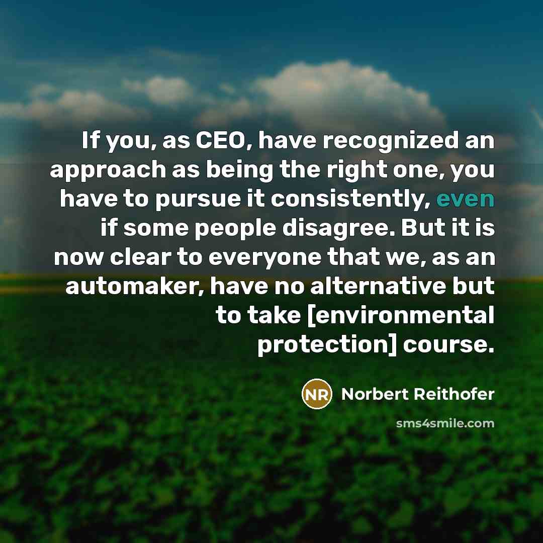 “If you, as CEO, have recognized an approach as being…” quote by Norbert Reithofer