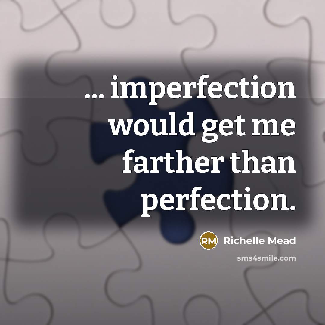 “... imperfection would get me farther than perfection.” quote by Richelle Mead