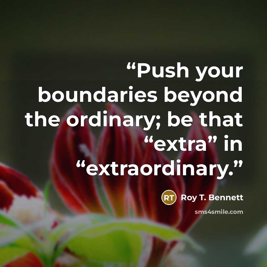 “Push your boundaries beyond the ordinary; be that “extra” in “extraordinary.” quote by Roy T. Bennett