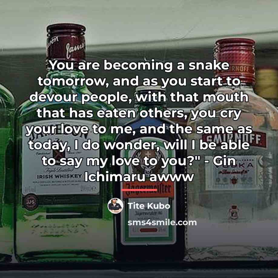 “You are becoming a snake tomorrow, and as you start…” quote by Tite Kubo