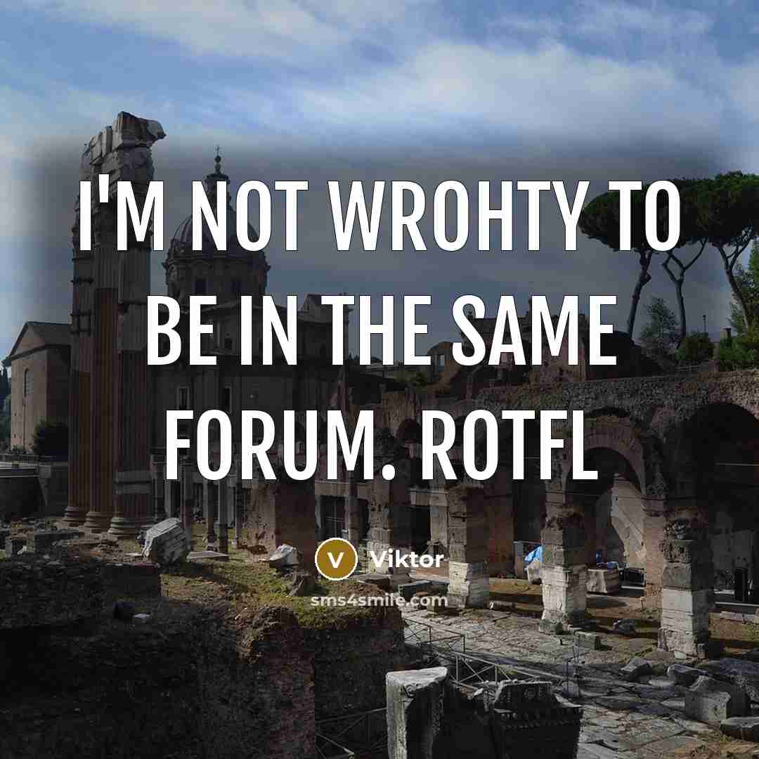 “I'm not wrohty to be in the same forum. ROTFL” quote by Viktor