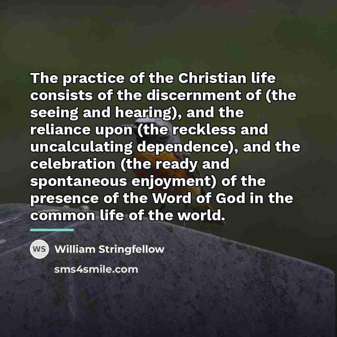 “The practice of the Christian life consists of the discernment…” quote by William Stringfellow