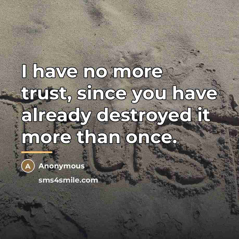 “I have no more trust, since you have already destroyed…” quote by Anonymous