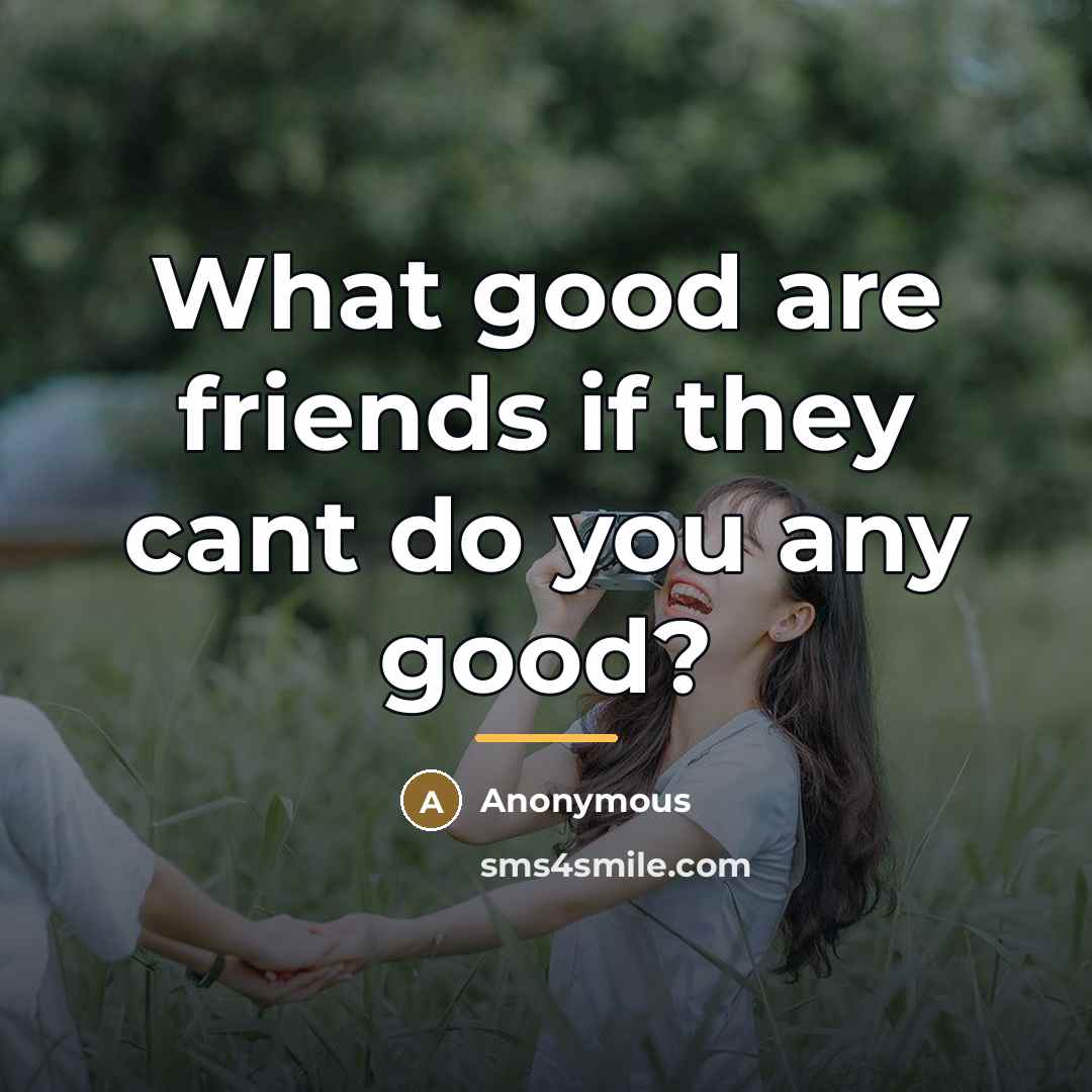 “What good are friends if they cant do you any…” quote by Anonymous
