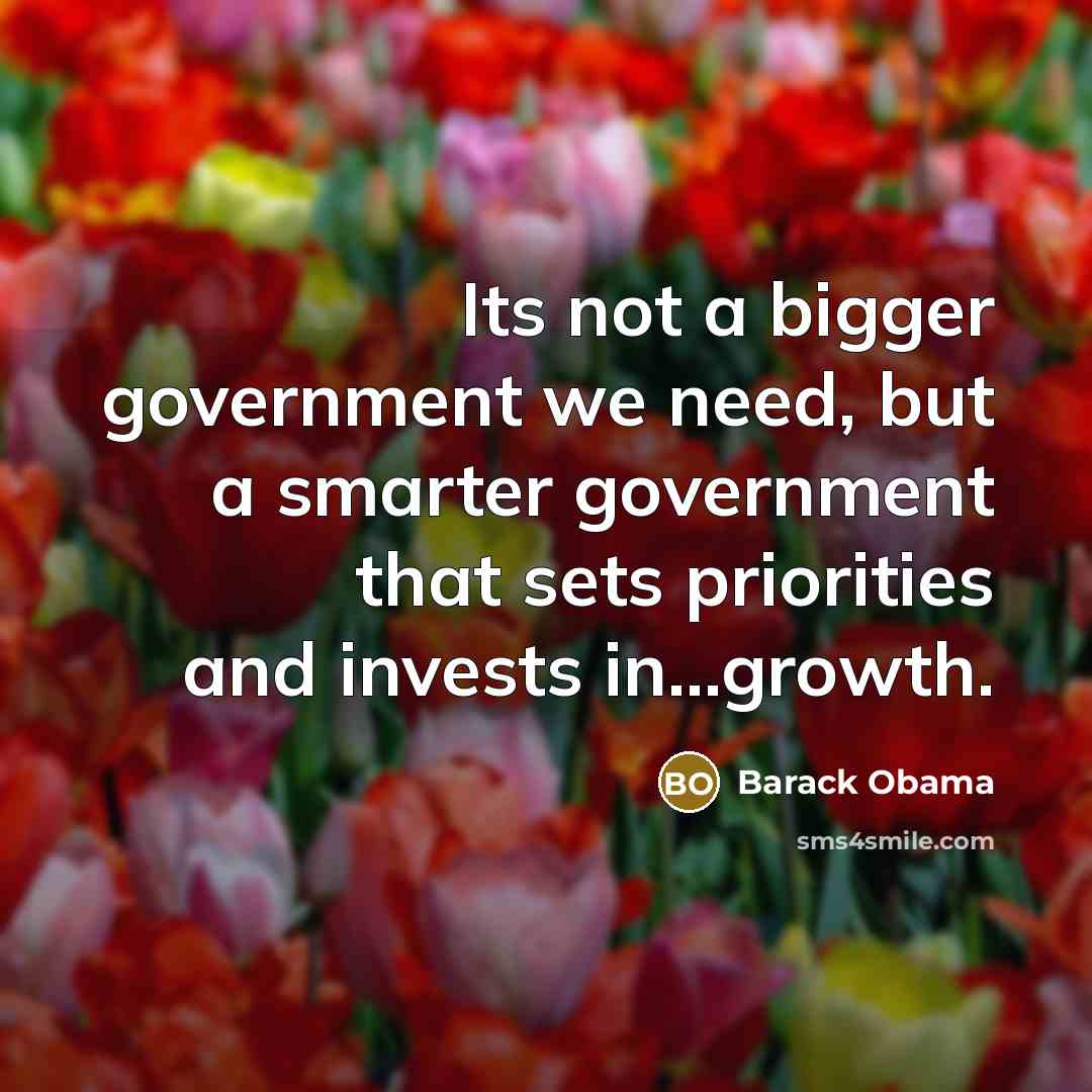 “Its not a bigger government we need, but a smarter government that sets priorities and invests in...growth.” quote by Barack Obama