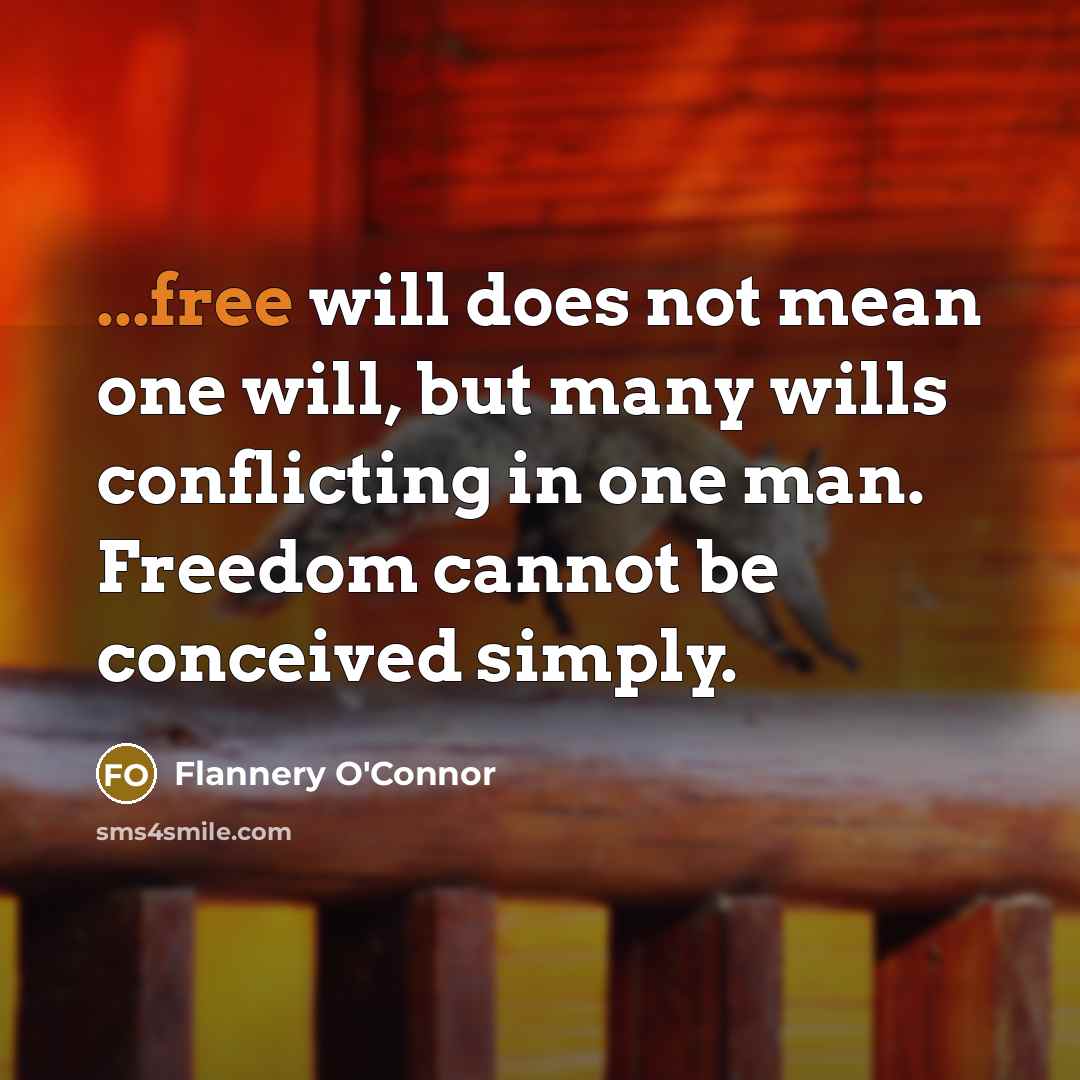 “...free will does not mean one will, but many wills…” quote by Flannery O'Connor