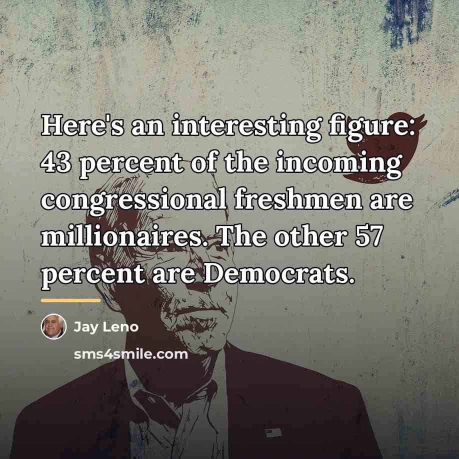 “Here's an interesting figure: 43 percent of the incoming congressional…” quote by Jay Leno