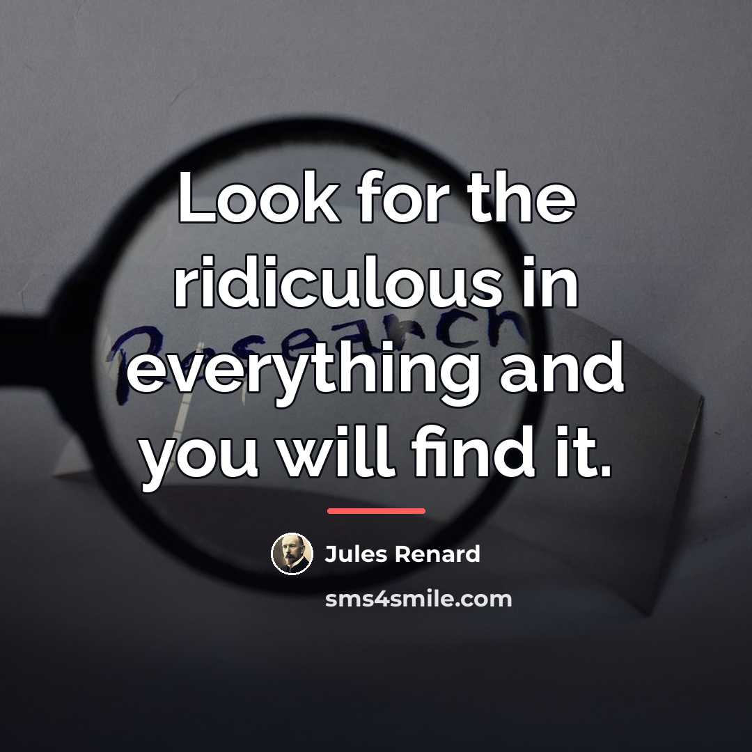 “Look for the ridiculous in everything and you will find…” quote by Jules Renard